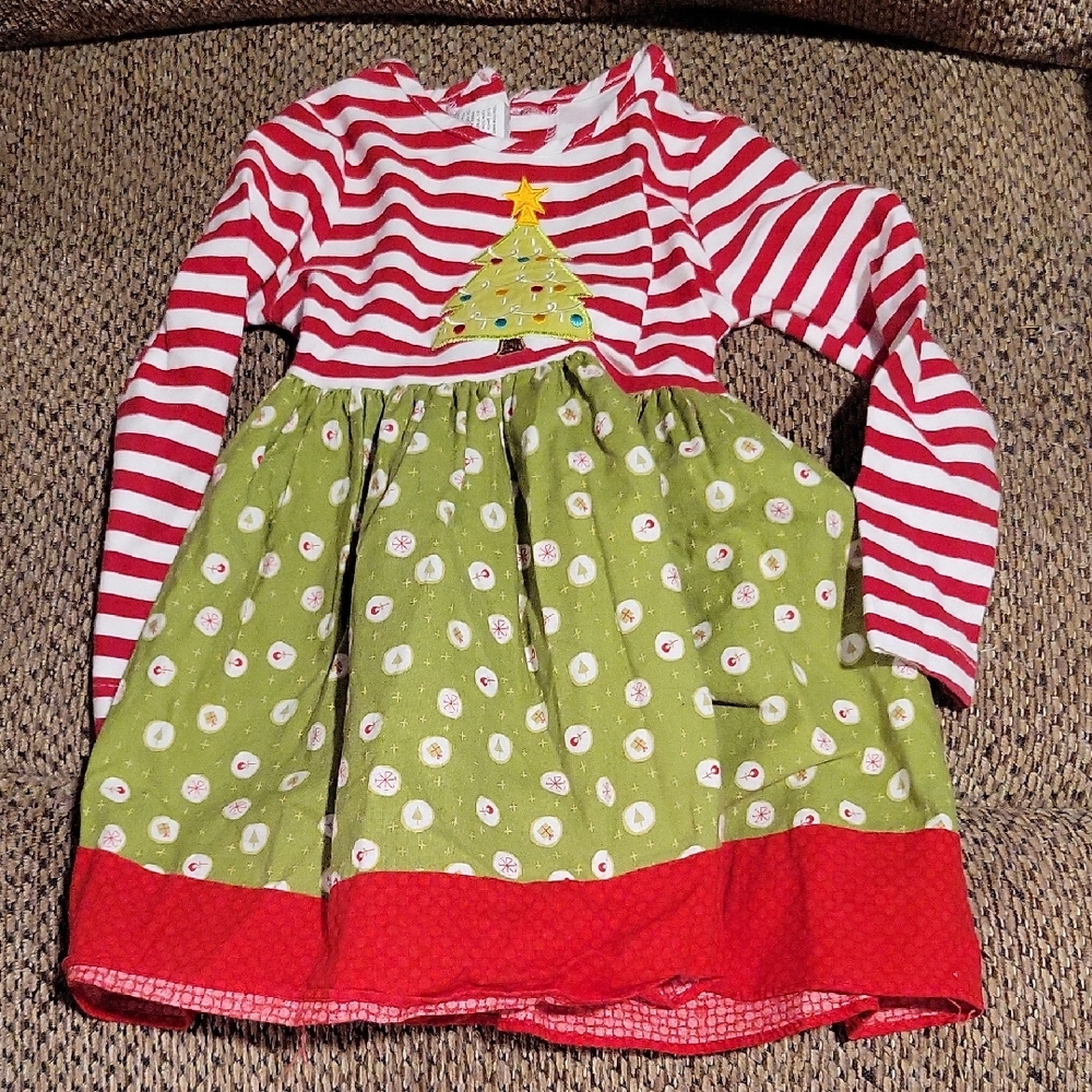 Ricrac And Ruffles Festive Striped Christmas Dress